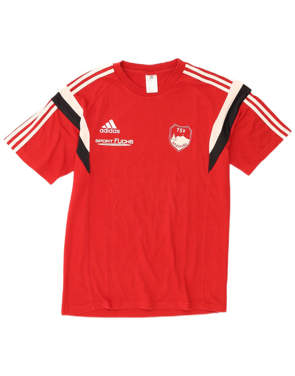 T-shirt grafica da uomo Adidas Top in cotone color block rosso medio