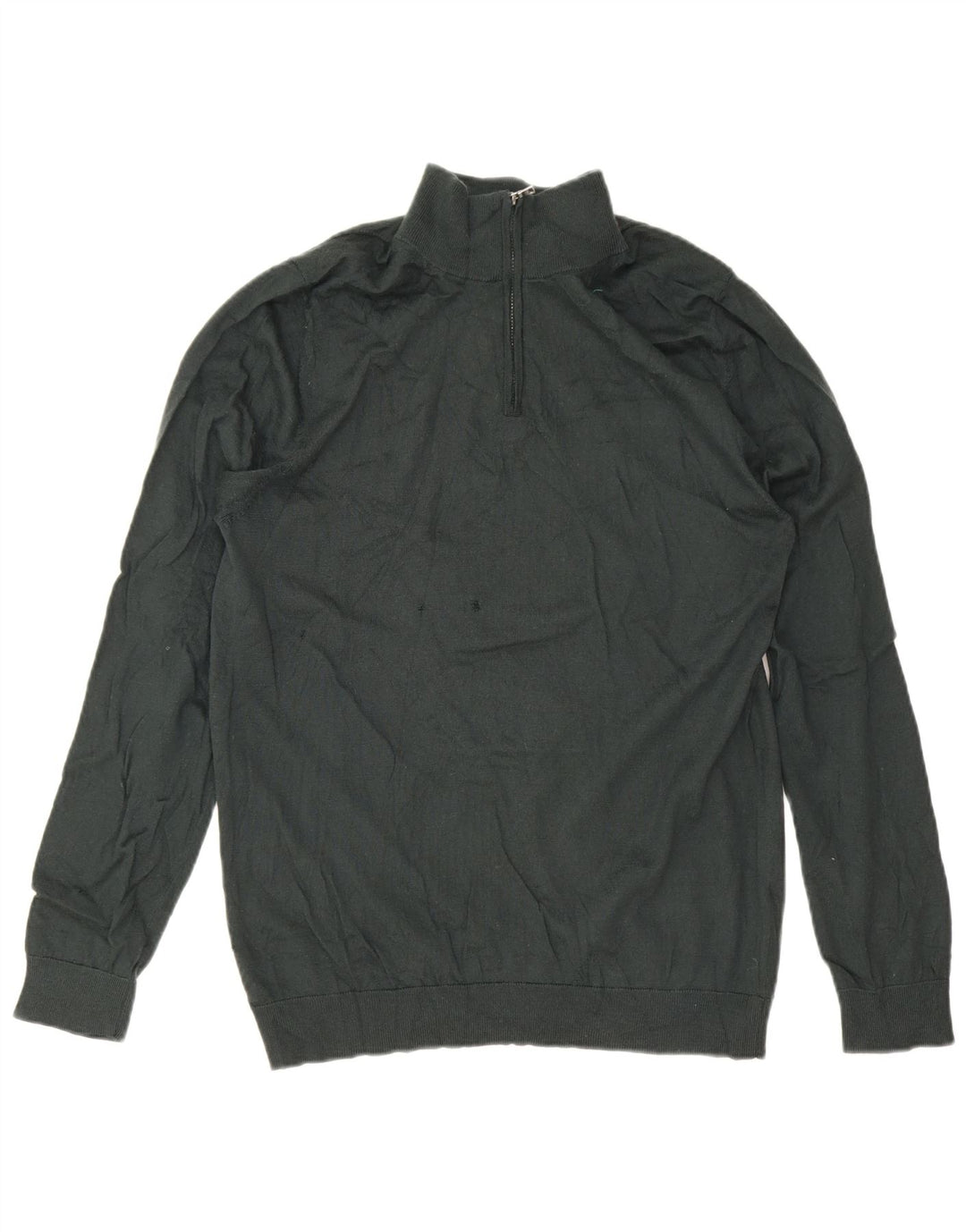 Maglione da uomo Marks & Spencer con zip e collo grande in lana merino verde