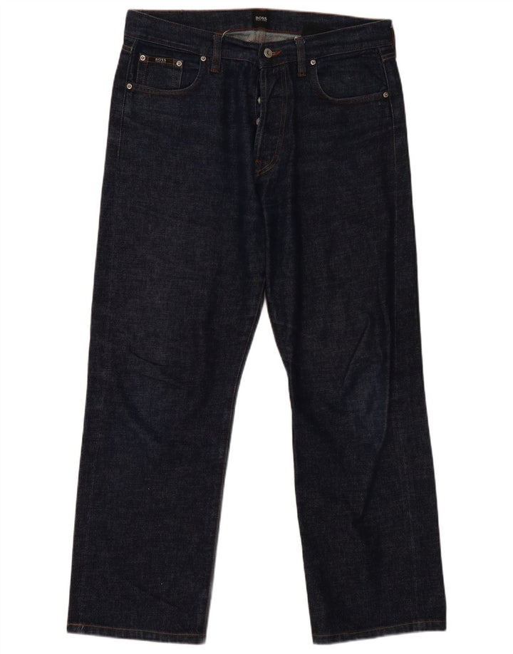 Jeans dritti da donna Hugo Boss W36 L30 cotone blu navy