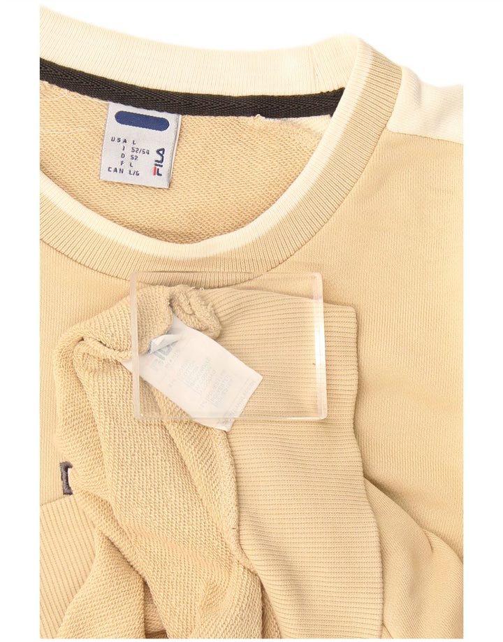 Fila Felpa grafica da uomo Maglione grande in cotone color block beige