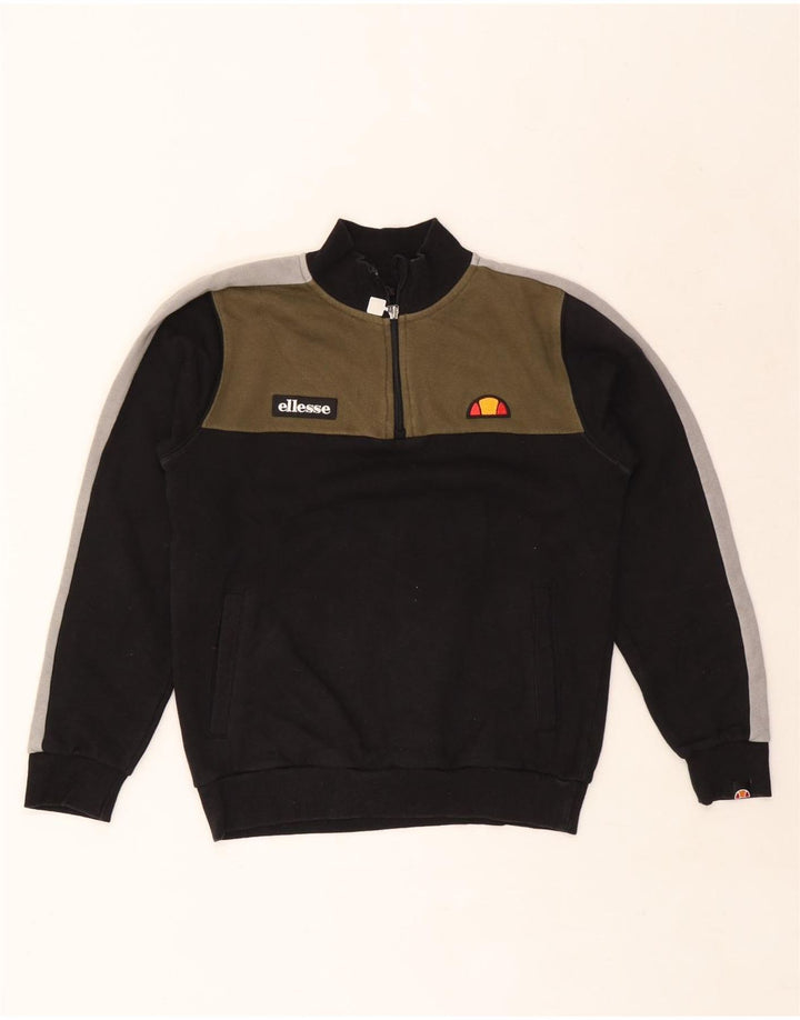 Felpa Ellesse da bambino con zip e collo, 12-13 anni, color block nero