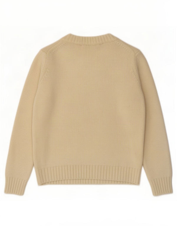 Maglione da donna con scollo a V grafico corto Guess UK 10 piccolo bianco sporco