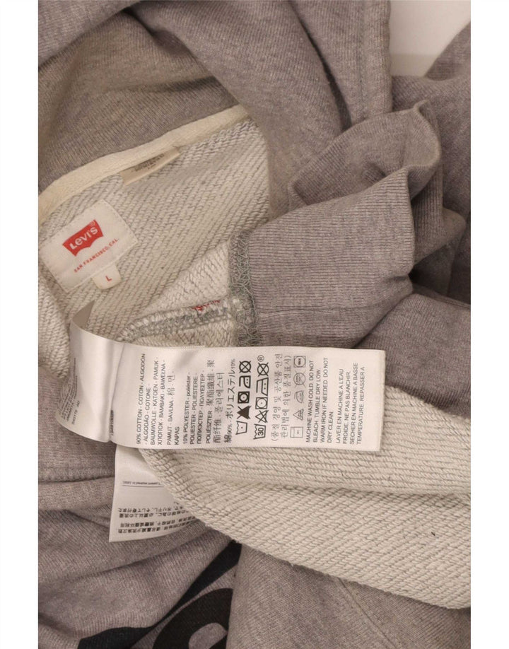 Maglione con cappuccio grafico da uomo Levi's Large in cotone grigio