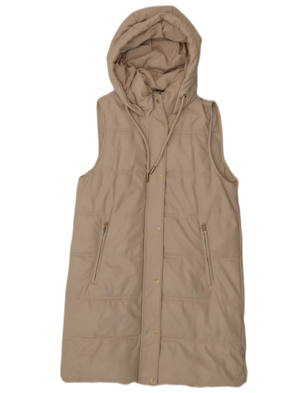 Gilet imbottito oversize con cappuccio da donna Zara UK 6 XS poliestere beige
