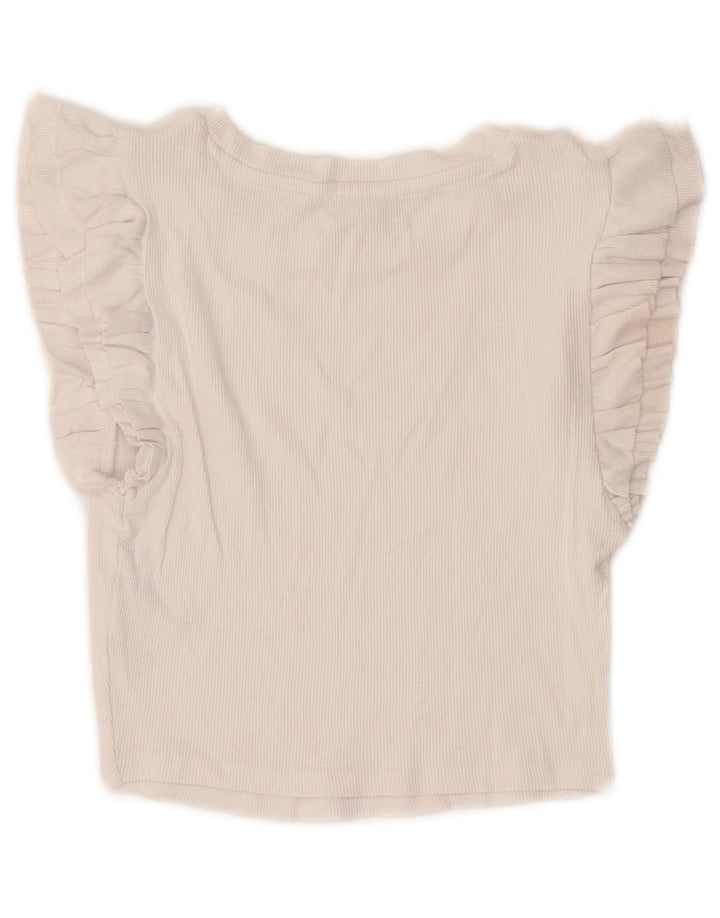 Top corto da donna Zara in camicetta UK 12 cotone bianco medio