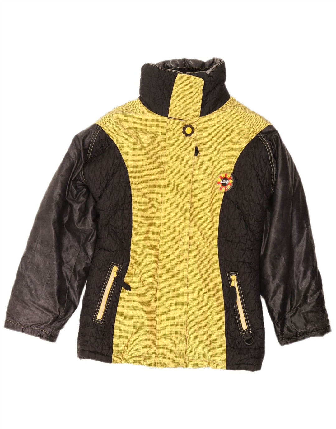 Giacca a vento da donna VINTAGE UK 14 Cotone color block giallo medio