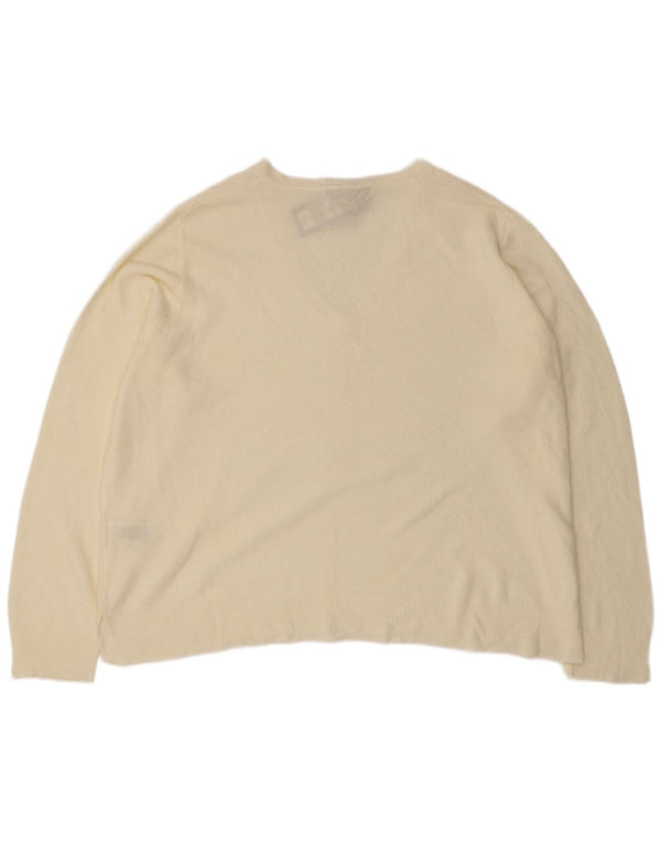 Maglione maglione con scollo a V da donna Marks & Spencer UK 20 2XL acrilico bianco sporco
