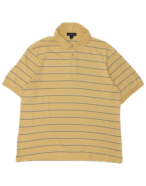 Polo da uomo LANDS END UK 38/40 cotone a righe gialle medie