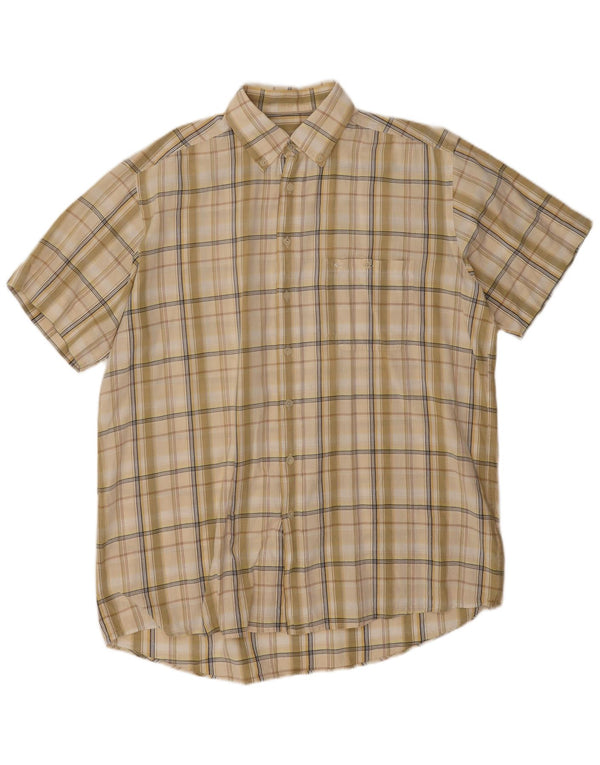 Camicia a maniche corte da uomo Camel Active in cotone a quadri verdi grandi