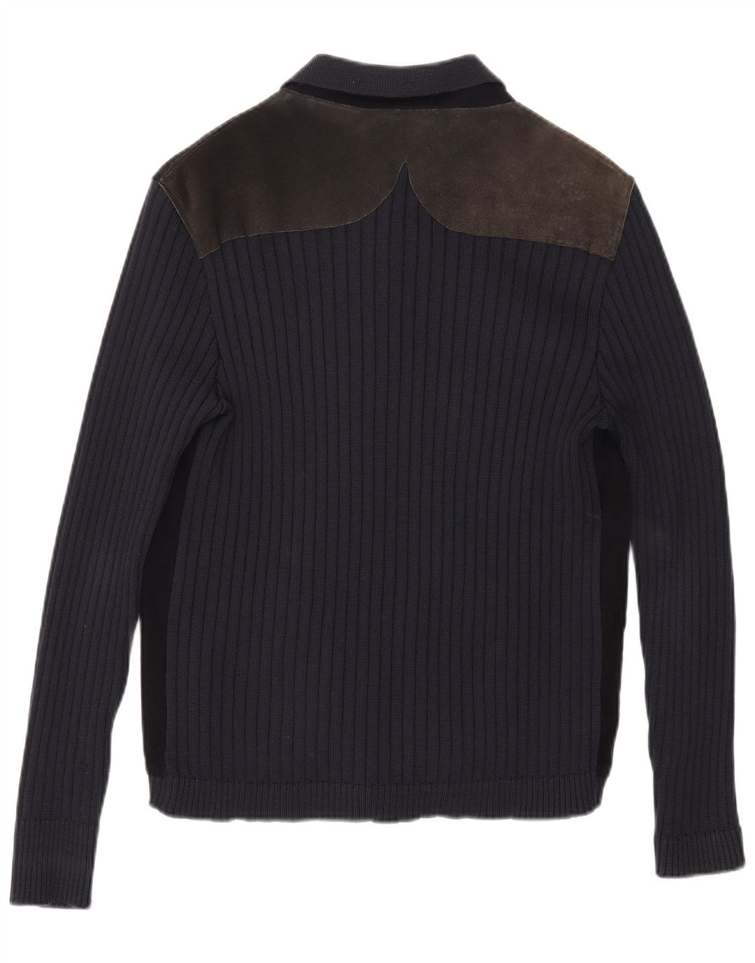 Maglione cardigan da uomo vintage color block medio blu navy