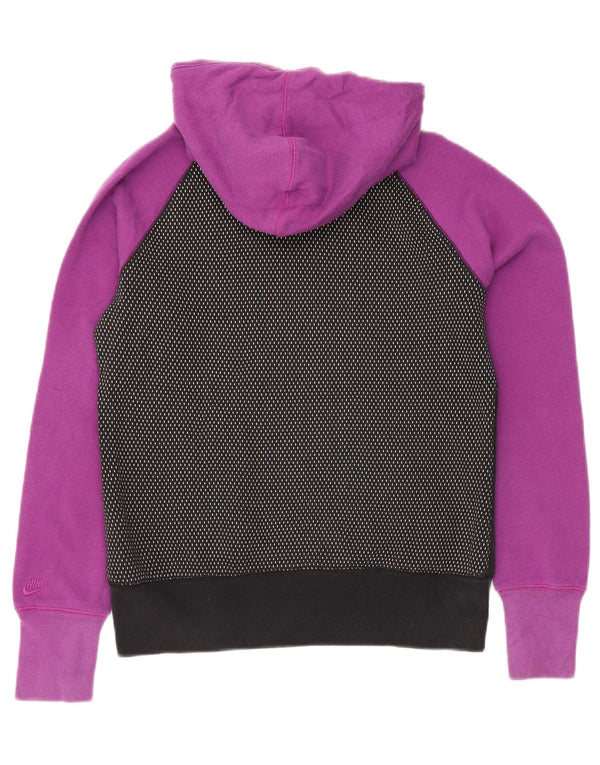 Felpa con cappuccio grafica NIKE da donna UK 14 cotone color block medio nero