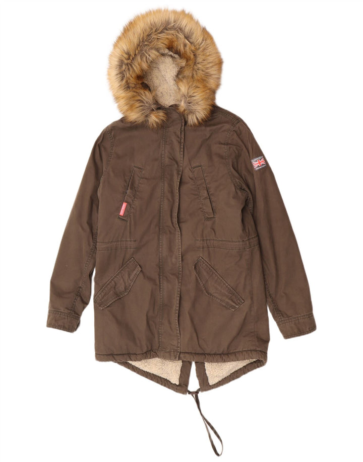 Giacca parka Sherpa oversize da donna con cappuccio Superdry UK 10 Small Khaki