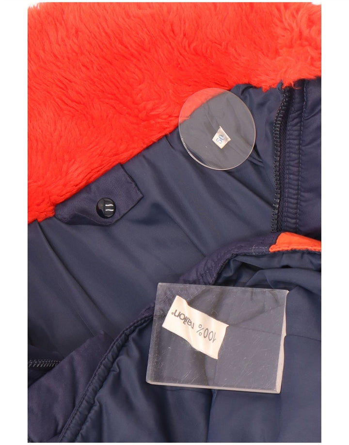 Giacca a vento vintage da donna IT 50 XL Nylon color block blu navy