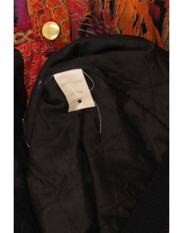 Giubbotto bomber vintage da donna con motivo astratto UK 18 XL multicolore