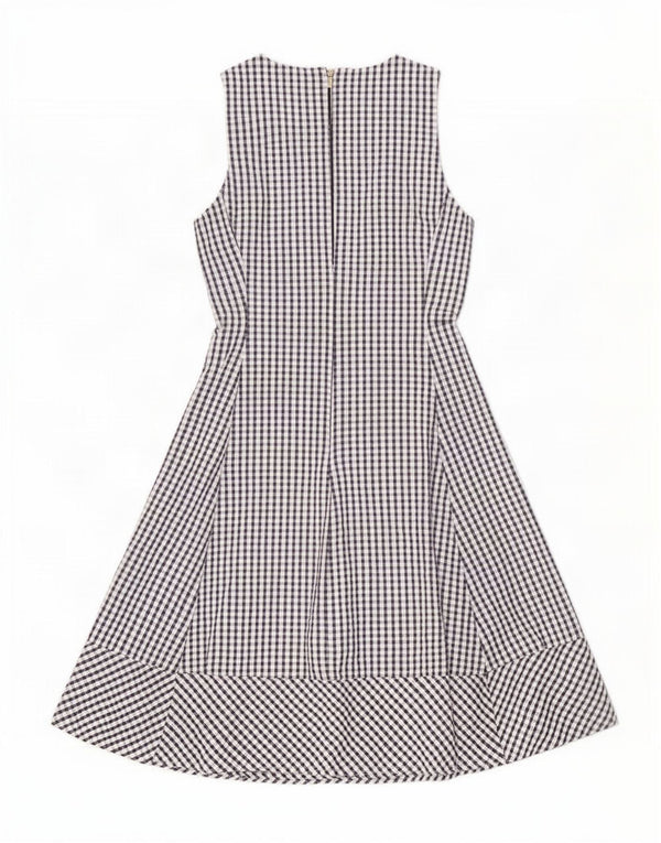 Dkny Womens Sleeveless A-Line Dress US 2 XS Navy Blue Gingham Cotton