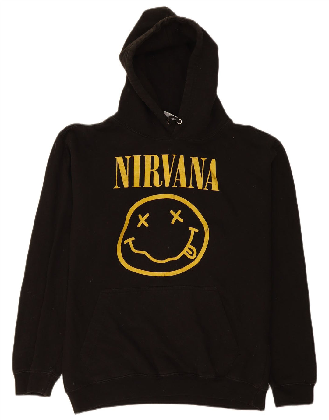 Maglione con cappuccio grafico Nirvana vintage da uomo in cotone nero medio