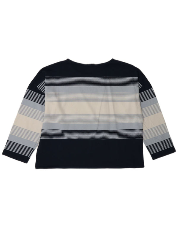 Crew Clothing Top da donna a maniche lunghe UK 14 Medium Navy Blue Striped