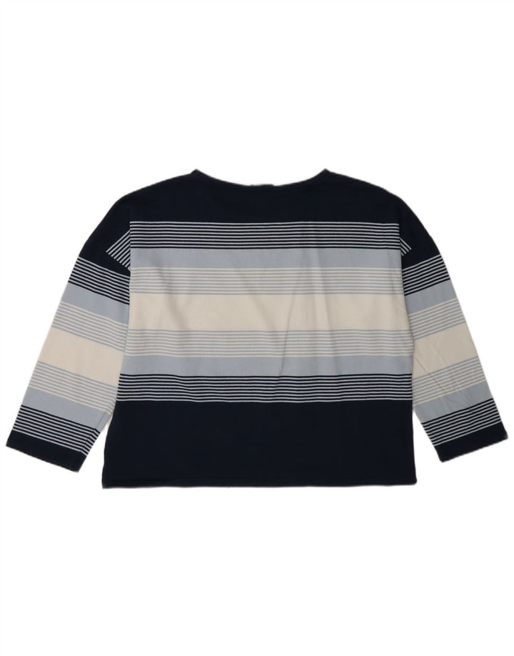 Crew Clothing Top da donna a maniche lunghe UK 14 Medium Navy Blue Striped