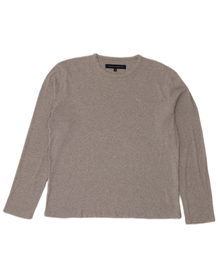 French Connection Top da uomo a maniche lunghe in cotone mélange grigio medio