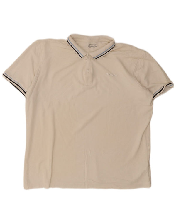 Polo da uomo Lotto 2XL in cotone bianco