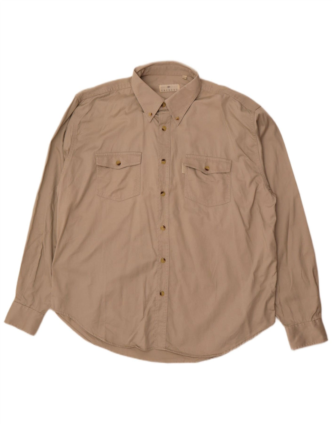 Camicia da uomo vintage taglia 44/46 XL in cotone beige