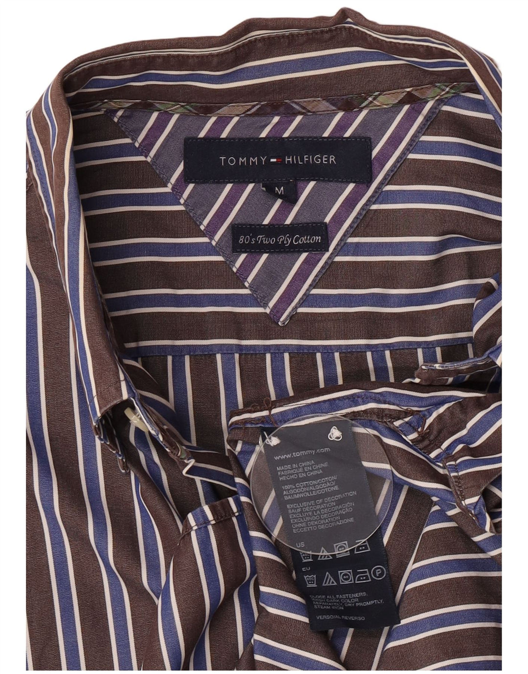 Camicia da uomo Tommy Hilfiger in cotone a righe marrone medio