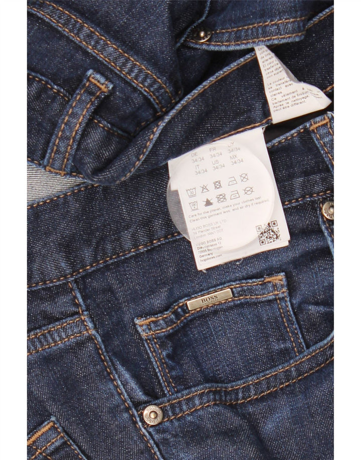 Jeans slim da uomo HUGO BOSS W34 L34 cotone blu navy