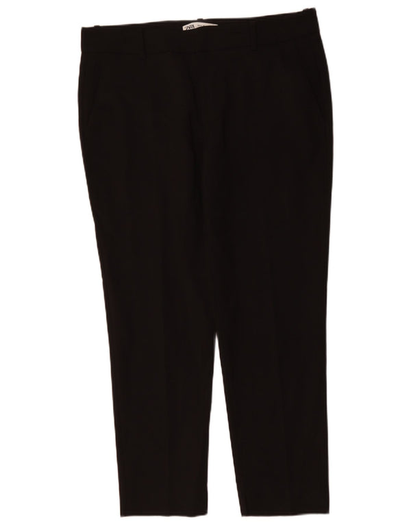 Pantaloni chino slim da donna ZARA EU 42 Large W32 L27 cotone nero