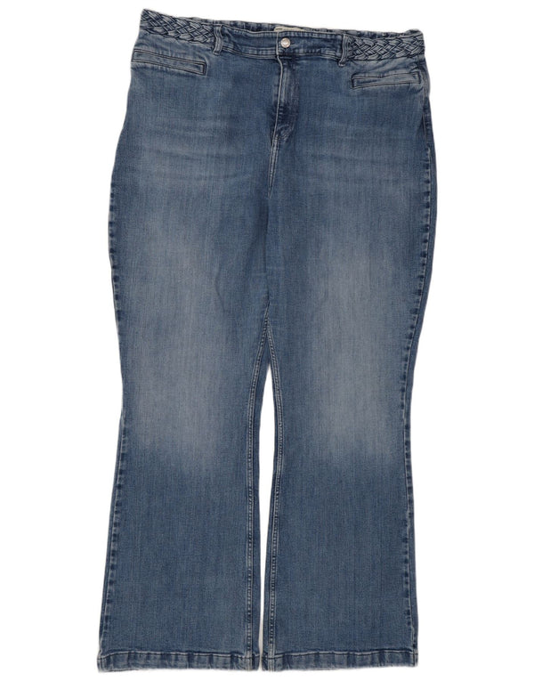 FAT FACE Womens Fly High Rise Flared Jeans UK 22 2XL W42 L31 Blue Cotton