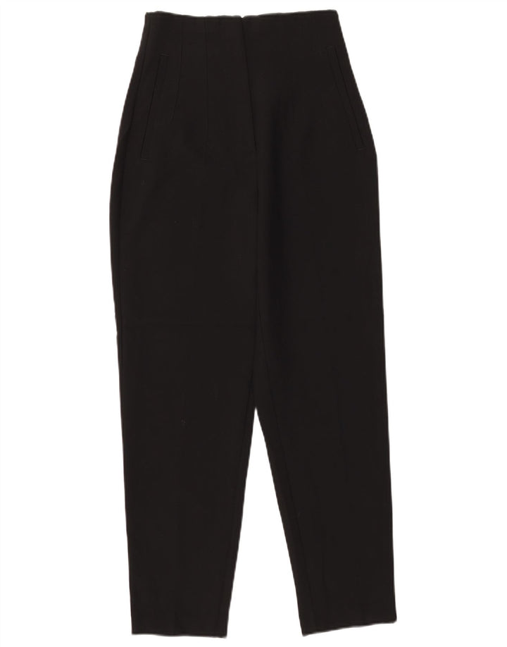 Pantaloni da completo a vita alta da donna ZARA XS W24 L26 poliestere nero