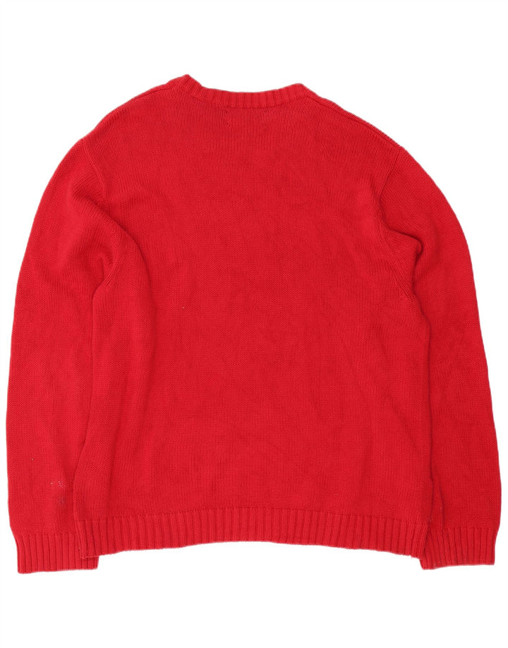 Maglione Chaps da uomo con scollo a barca XL in cotone rosso