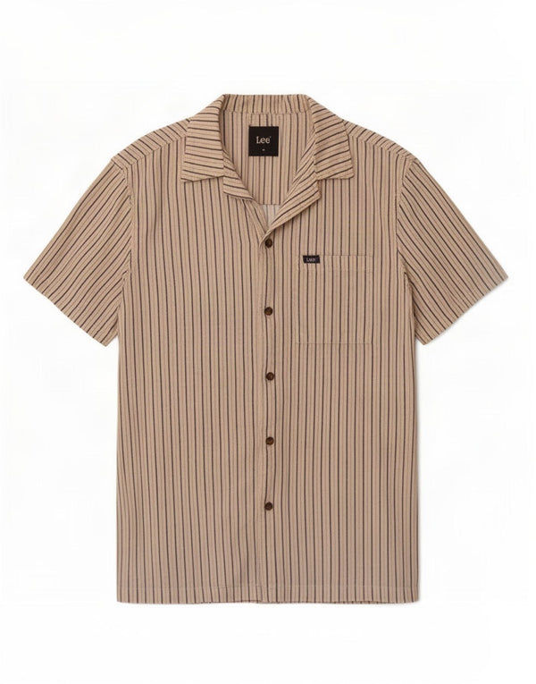 Camicia a maniche corte da uomo Lee in cotone gessato beige medio