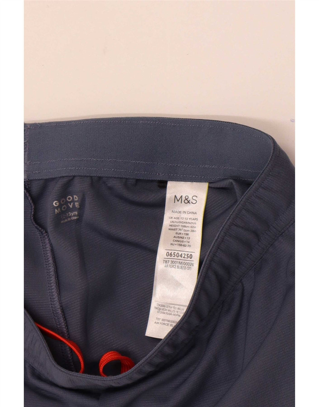 Pantaloncini sportivi da ragazzo Marks & Spencer 12-13 anni in poliestere blu navy
