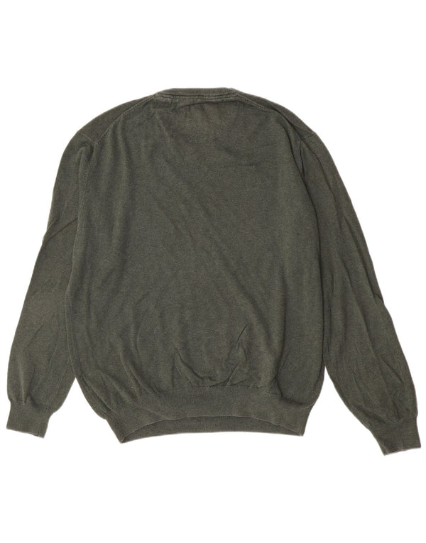 Maglione vintage da uomo con scollo a V vestibilità regolare XL cotone verde