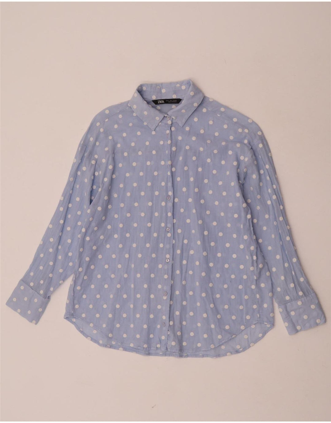 Camicia Zara da donna UK 10 piccolo poliestere a pois blu