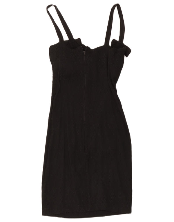 Mini tubino vintage da donna senza maniche UK 12 medio nero maculato