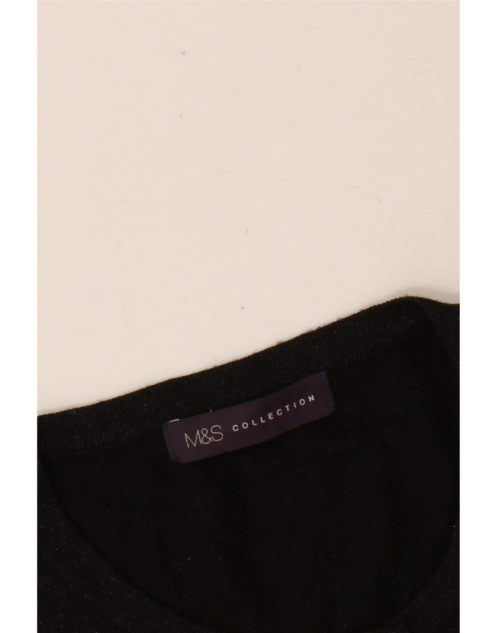 MARKS & SPENCER Maglione cardigan da donna UK 14 medio nero screziato