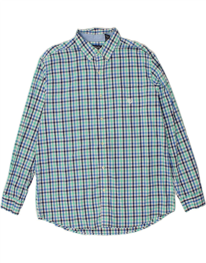 CHAPS Mens Shirt 2XL Turquoise Check Cotton Vintage Chaps and Second-Hand Chaps from Messina Hembry 