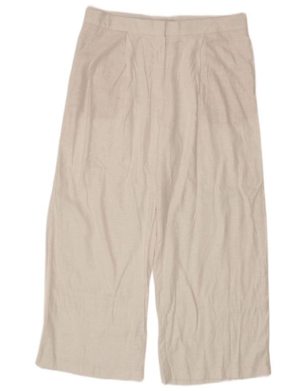 Pantaloni casual a vita alta da donna Marks & Spencer UK 16 Large W36 L27 Bianco
