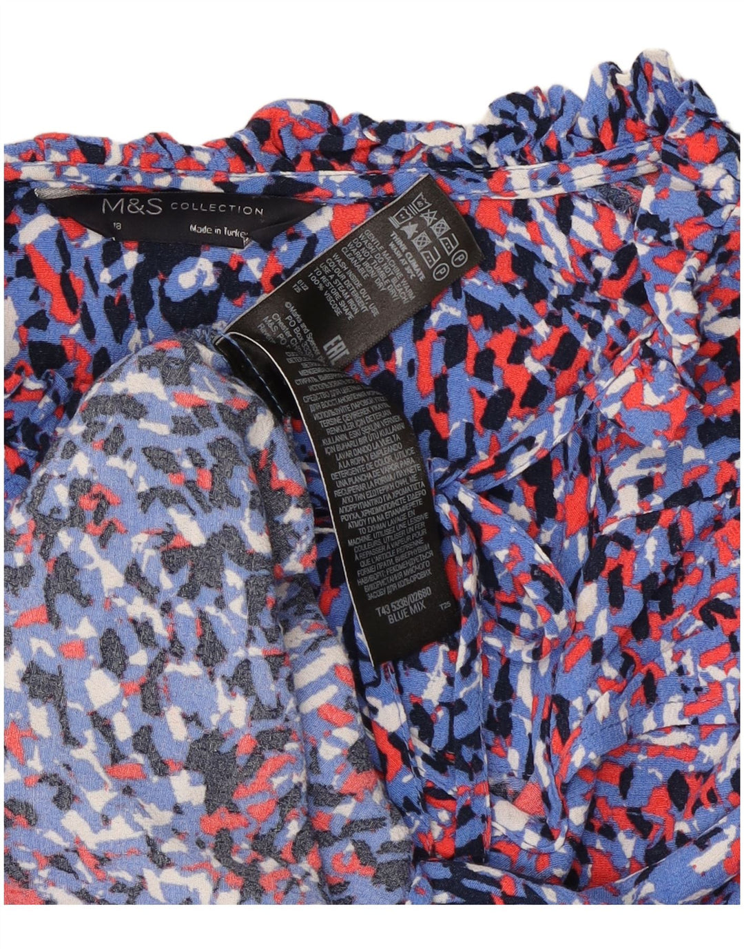 Camicetta da donna Marks & Spencer Top UK 18 XL Viscosa con stampa animalier blu