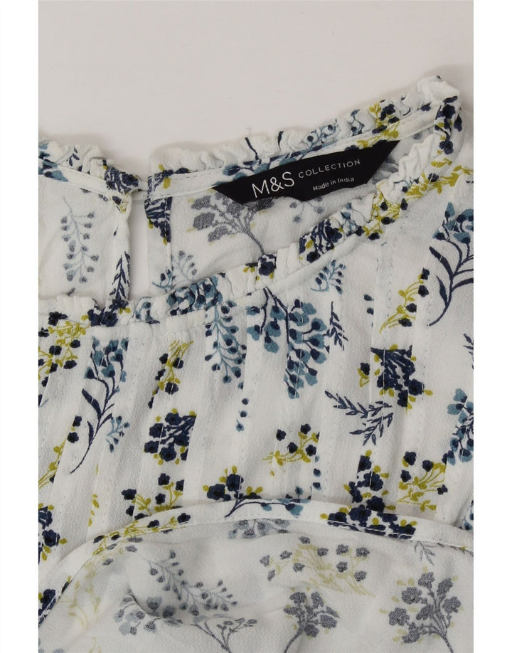 Camicetta a maniche lunghe da donna Marks & Spencer UK 14 Large White Floral