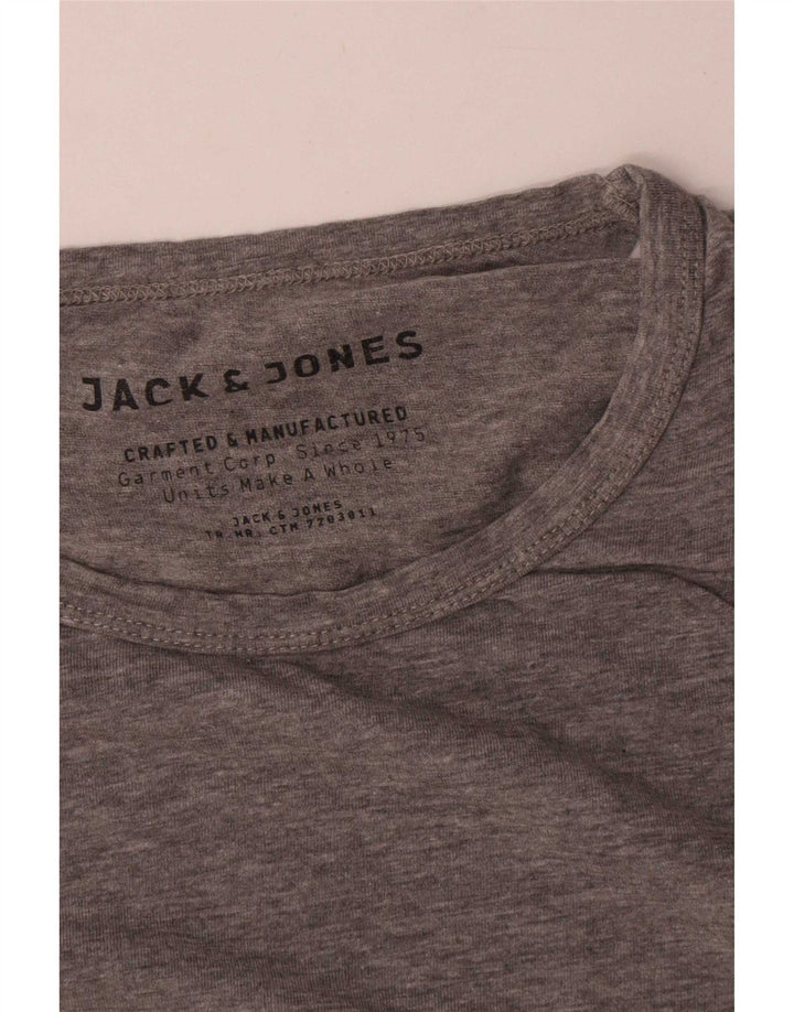 Jack & Jones Top da uomo a maniche lunghe in cotone grigio grande