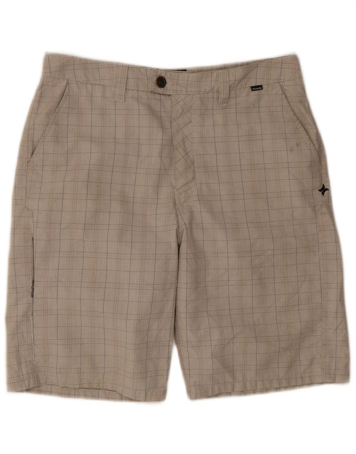 Pantaloncini cargo da uomo Hurley W32 in poliestere a quadri grigio medio