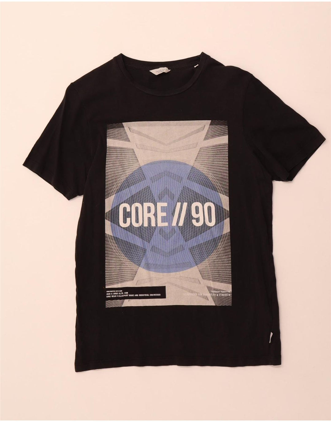 T-shirt grafica da uomo Jack & Jones Top piccola in cotone nero