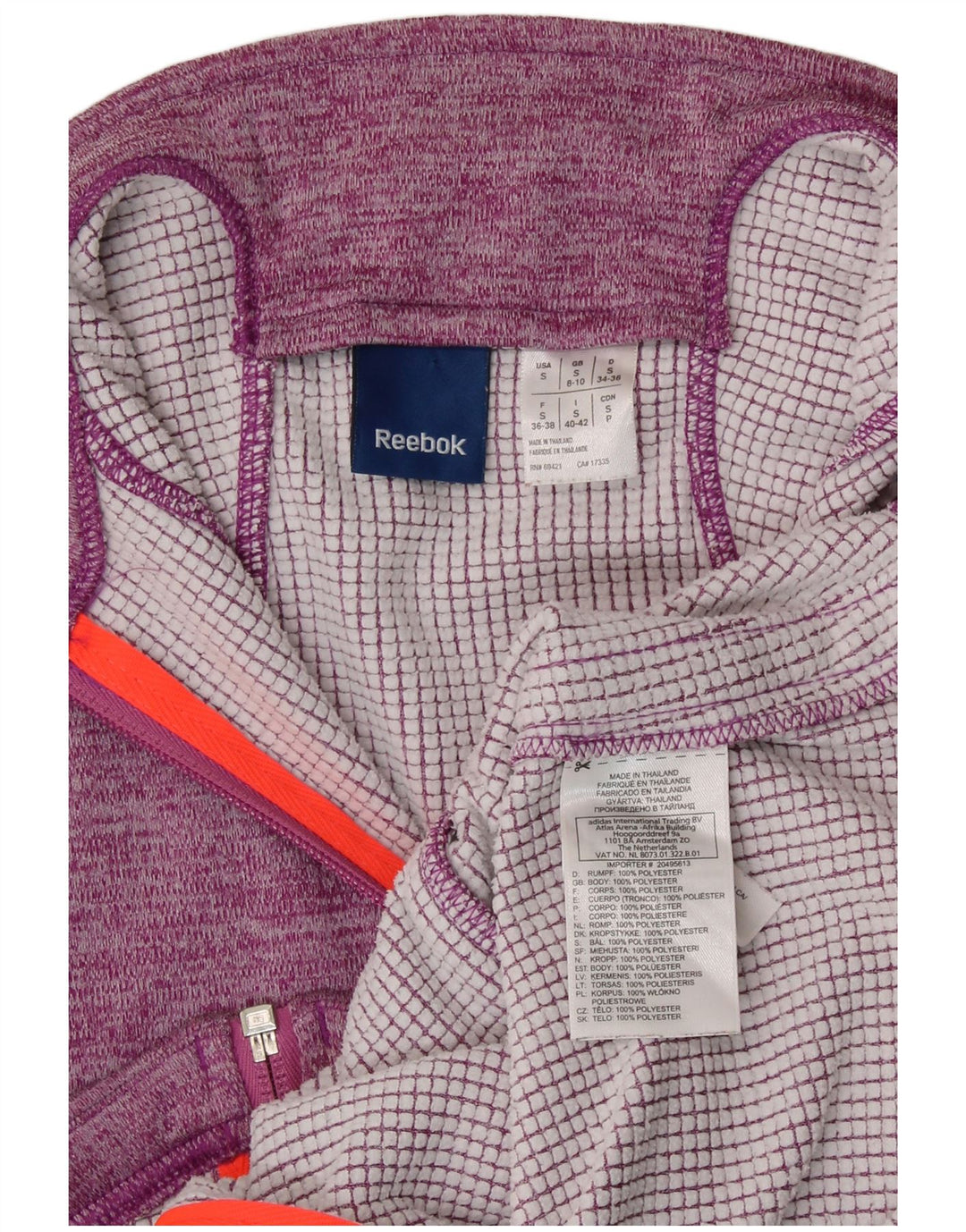 Giacca da tuta da donna REEBOK UK 8/10 Piccolo poliestere screziato viola