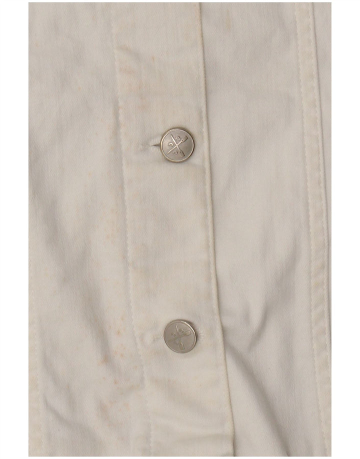 CREW CLOTHING Giacca in denim corta da donna UK 14 Cotone bianco medio