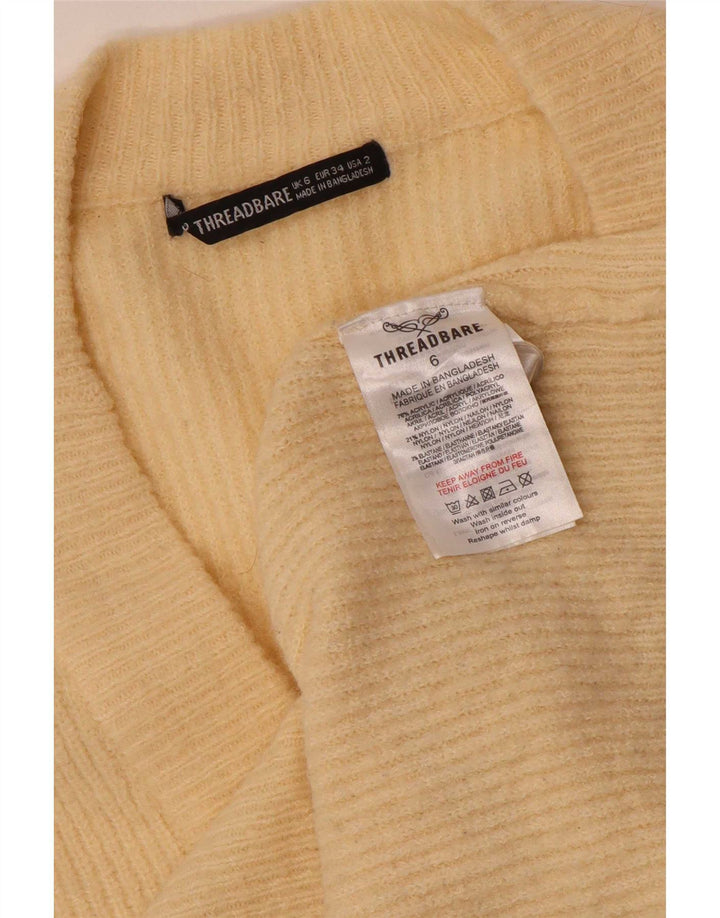 Maglione cardigan oversize da donna logoro UK 6 XS Acrilico beige