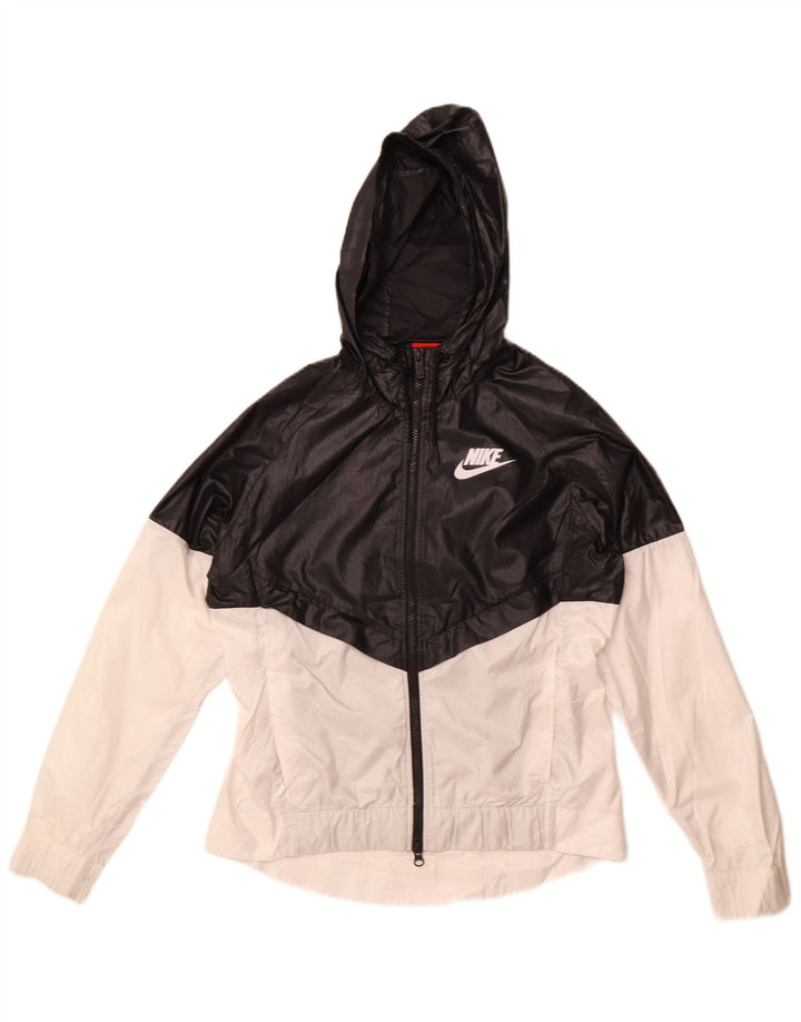 Giacca antipioggia oversize con cappuccio da donna Nike UK 10 Small Black Colourblock