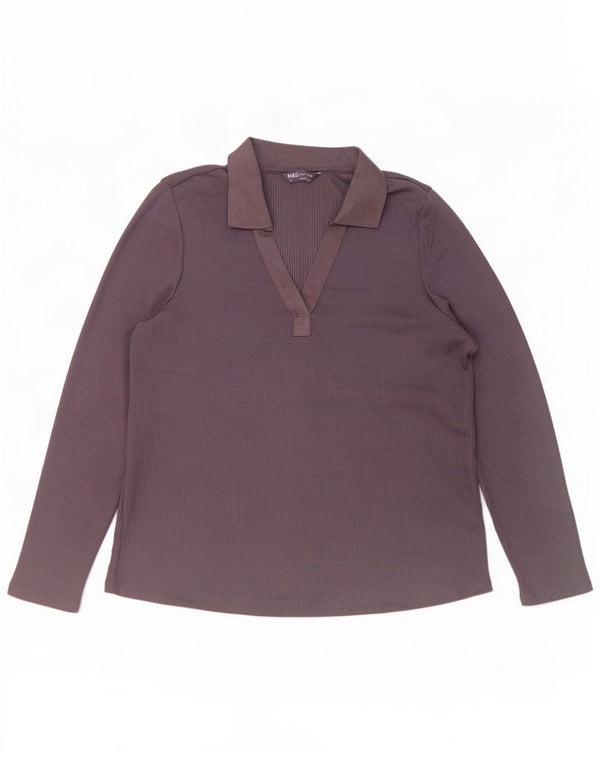 Polo a maniche lunghe da donna Marks & Spencer UK 18 XL poliestere viola