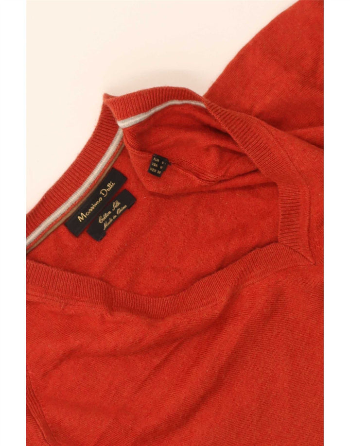 Maglione da uomo con scollo a V Massimo Dutti in cotone rosso medio